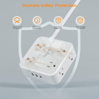 Flat Plug 20 FT Long Extension Cord, TESSAN Ultra Thin Power Strip Surge Protector with 8 AC Outlets, 900J, 3 USB Charger(1 USB C), Multi Port Charging Station for Home, Office, Dorm Room Essentials
