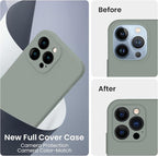 FireNova Designed for iPhone 13 Pro Max Case, Silicone [Camera Protection] Phone Case with [2 Screen Protectors], Soft Anti-Scratch Microfiber Lining Inside, 6.7 inch, Calke Green