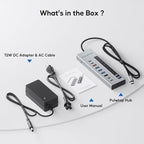 Powered USB C Hub, 10-in-1 USB 3.2 Data Hub with 3 x USB A/C 10Gbps, 3 x USBA 5Gbps, USB A 2.0, 100W PD-in, 2 x 24/45W Type-C Charging Ports (72W Adapter Included)