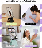 MOFT Phone Tripod Stand Selfie Stick for iPhone, Multi-Angles iPhone Stand, Lightweight & Portable Phone Holder, Strong Magnets, MOVAS Vegan Leather, Travel Essentials, Blush(Without Card Slot)