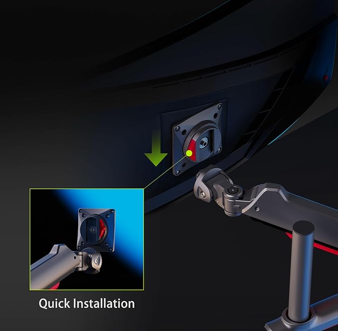 RGB Gaming Monitor-Arm for Flat/Ultrawide/Curved Monitors 32 to 60 inch, Heavy Duty Stand Load up to 20 kg, VESA 75/100 mm Monitor-Mount L70
