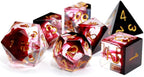 Haxtec Sharp Edge DND Dice Set Red Blood Swirls Resin Dice D&D Dice for RPG Role Playing Games Compatible with Dungeons and Dragons Gift