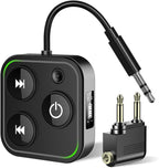 2025 Pro Bluetooth 5.4 Transmitter Receiver, 2-in-1 Wireless Audio Adapter for Airplane/TV/PC/Gym - Dual Link Headphone, Low Latency, Battery Display, Built-in Mic, 30H Playtime, Aviation Metal Frame