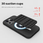 Patented Magnetic Sticky Phone Suction Grip Mount for MagSafe Case,Magnet Silicone Portable Stand Holder for iPhone 16/15/14/13/12 Series and Android, Hands-Free Selfies and Videos,Black