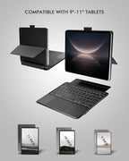 Universal Keyboard Case for 9-11 Inch Tablets, Bluetooth Detachable Keyboard for Android Tablets/iPads/Galaxy Tabs, Magnetic Backlit Keyboard with Washable Adhesive Mount & Any-Angle Stand & Trackpad