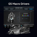 EWEADN G5 Wired Gaming Mouse, Ergonomic RGB Computer Mouse, 12800 Adjustable DPI, 9 Programmable Macro Buttons with Rapid Fire Key Compatible for PC/Laptop/Windows-Black&White
