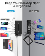 250W USB~c Charging Station, 30 Port (20 USB A & 10 USB~C Port) USB Charger Block, Fast Charging Station for Multiple Devices, Desktop Charger Compatible for iPhone, iPad, Tablets