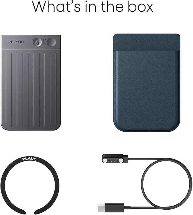 Plaud Note AI Voice Recorder, AI Note Taking Device, Transcribe & Summarize, Support 112 Languages, 64GB Navy Blue Digital Audio Recorder for Lectures, Meetings, Calls, with Magnetic Dark Blue Case