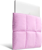 Comfyable Puffy Laptop Sleeve 15 Inch 16 Inch, Quilted Puffer Laptop Carrying Case for Women, Pillow Pouch Compatible for MacBook Air 15 in M4 2025 & MacBook Pro 16 in M4 2024, Lavender