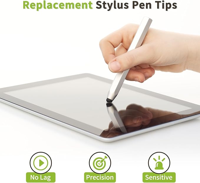 MECCANIXITY 40Pcs Replacement Stylus Pen Tips 10mm Conductive Capacitive Touch Screen Pens Tips Silicone Rubber, Black