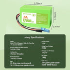 24V 12Ah Battery for Kids Ride-On Toys Compatible with Power Wheels & UTVs | Lightweight Replacement with 2A Charger | 7S4P 29.4V (24V12Ah)
