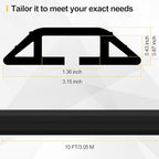 Floor Cable Cover 10Ft 2Pcs Heavy Duty PVC Cable Protector Electric Cord Hider Management Strip Extension Cord Covers Raceway for Wires Inner Channel 1.36" W x 0.43" H - Black