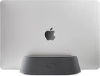 HumanCentric Vertical Laptop Stand in Vegan Black Leather, Upright Adjustable Holder and Dock, Laptop Vertical Stand Fits MacBook Pro and Other Laptops .5" to 1.5", Clamshell Compatible