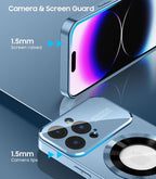 Magnetic for iPhone 14 Pro Max Case, Compatible with MagSafe, Built-in Camera Lens Protector, Logo View, Military Grade Drop Proof Phone Case Cover, Sierra Blue
