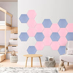 Mollywell Hexagon Acoustic Panels, High Density, Soundproofing, Decorative Noise Reduction Felt Wall Tiles for Ceilings, Home Office & Gaming Room (Cherry Blossom Pink), 14x12x0.4 Inch