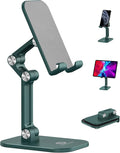 OCYCLONE Phone Stand, Adjustable Height and Angle Foldable Cell Phone Stand Holder for Desk, Taller iPhone Stand Compatible with 4.7"-13" Smartphones iPad Tablet, Green