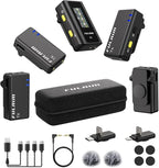 FULAIM X6 Wireless Lavalier Microphones with 4 Transmitter for iPhone, iPad, Android, Camera, Lapel Mic with 48KHz 24Bit, Noise Cancellation for Video Recording, Vlog, YouTube, TikTok