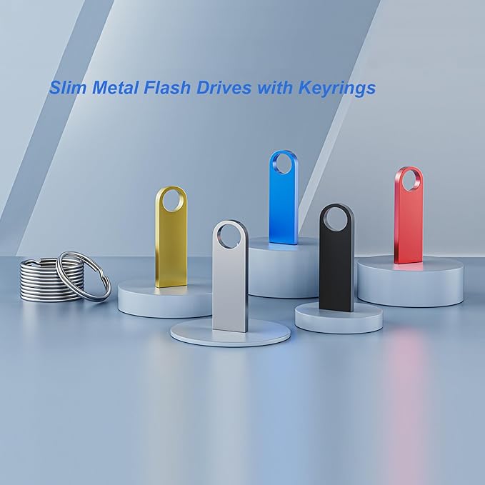 20 Pack 8GB USB Flash Drive with Keychains, Wooolken Sleek Metal USB 2.0 Thumb Drives Memory Stick for PC Laptop Computer(Sliver)