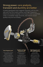CCA C12 in Ear Monitor Headphones 5BA 1DD Hybrid HiFi IEM Earphones Noise Isolating Stereo Wired Earbuds for Musicians Audiophile Singers DJ