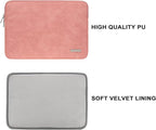 RAINYEAR 13 Inch Laptop Sleeve PU Suede Leather Case Water Resistant Cover Carrying Bag Compatible with 13.3" MacBook Air/Pro A3113 A3240 A2338 A2681 A2337 A2159 A2179 A2251 A2289(Coral)