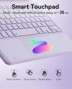 GreenLaw Keyboard Case for iPad Air 11-inch (M3 2025 / M2 2024) & Air 4th/5th Gen & iPad Pro 11 inch (1st/2nd/3rd/4th Gen), Smart Touchpad, 7-Color Backlit, Stain Resistant Cover, Light Purple