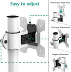 WALI Single Monitor Mount for 1 Computer Screen up to 32 inch, Fully Adjustable Monitor Arm Holds up to 22 lbs (M001S-W), White