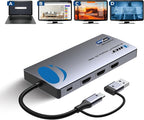 OREI SplitExtend Laptop Docking Station 3 Monitors - 2X USB 3.0, 1x Type-C, SD Card Reader - USB C Docking Station to HDMI 2.0 Extended Screen, 4K@30Hz Outputs - 100W PD