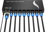 MT-VIKI 4K 1x8 HDMI Splitter 1 in 8 Out, 8 Port Powered HDMI Splitter Multi Monitor Outputs 3D 4Kx2K@30Hz for Projector, HDTV