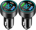 2 Packs of 66W USB C Car Charger 4 Port Car Charger Adapter with 30W PD, 3.1A Aluminium Alloy Car Cigarette Lighter USB Charger with LED Voltmeter Compatible with Phone 15 14 13