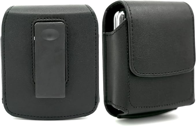 BECPLT for Galaxy Z Flip7 /6/5/4/3 Z Flip 5G Case 360 Rotating Leather Pouch Belt Case Holster for Motorola Razr 40 Ultra /40 Motorola Razr 5G Razr 2022/2019 -Black