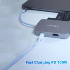 MINIX USB C Adapter, 7 in 1 USB C Hub with 4K 60Hz HDMI,Gigabit Ethernet, 2 USB 3.0, 100W PD Charging, SD/TF Card Reader, Compatible with MacBook Pro/Air, iPad Air/Pro, iMac, Laptop, PC, Grey
