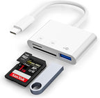 USB C SD Card Reader, 3-in-1 SD Card Adapter with SD MicroSD USB, Groodo Memory Card Reader MicroSD Card Reader Compatible with iPhone15 16/iPad/Mac/Laptop and More USB-C Devices