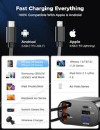 【Upgraded】 SUPERONE Retractable Car Charger 4 in 1, Fast Car Phone Charger with Cord 2.6ft, USB C and Apple Car Adapter, Compatible with iPhone 16 15/15 Pro Max/14/13/12/11, Galaxy, Pixel