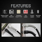 LeMotech 20Pcs NPT 1/2" IP68 Waterproof Cable Gland Flex Spiral Strain Relief Black Nylon Joint with Gaskets for 6-12mm Wire Thread