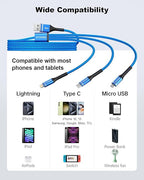 Multi Charging Cable 2Pack 6FT, 3 in 1 Charger Cable Braided Universal Phone Charging Cord with Lightning/Type C/Micro USB Ends, Multiple USB Cable for iPhone/Samsung/Google Cell Phones and More