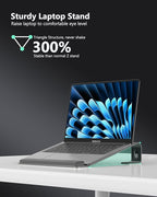 Aluminum Laptop Stand, Notebook Stand with Wrist Rest, Ergonomic Detachable Laptop Mount, Computer Stand Compatible with 10-17'' All Laptops Such as MacBook Air Pro/HP/Dell/Lenovo, Black