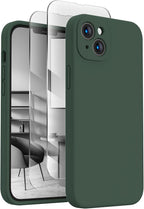FireNova Designed for iPhone 13 Case, Silicone Upgraded [Camera Protection] Phone Case with [2 Screen Protectors], Soft Anti-Scratch Microfiber Lining Inside, 6.1 inch, Alpine Green