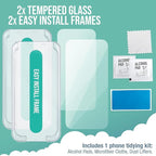 Smartish® iPhone 16e Screen Protectors - Tuff Sheet - 2-Pack Tempered Glass Easy Install Frame [Scratch Resistant] Case-Friendly For Apple iPhone 16e / 14/13 / 13 Pro - Clear 2-Pack
