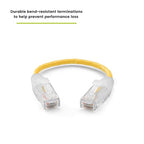 TRUECABLE Cat6 Component Rated Patch Cable, Unshielded (U/UTP), 6in, Yellow, 28AWG Solid Copper, Snagless 10G High-Speed Ethernet Cable, PoE++ 4PPoE 100W, UL Listed, RoHS-3, 1 Pack