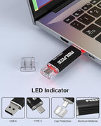 ABLAZE 16GB Type C Flash Drive 10 Pack, Dual USB 2.0+USB C Memory Stick Thumb Drive Compatible with iPhone 16/15, Android Smartphone, Computers, Tablets, Mac,iPad,PC
