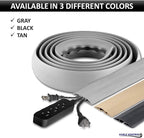 Kable Kontrol Floor Cord Cover kit - 15 Feet Long Tan Plastic Cable Protector, Hides Cords and Conceals Wires, for Extension Cord Cable Management, Channel Size 0.75” W x 0.43” H