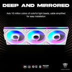 Jungle Leopard Interstellar V2 120mm Case Fan Infinity Mirror Module Daisy-Chain ARGB Fan Triple Pack with Controller Suitable for Computer Case & 360mm AIO Cooler(White-3pack)