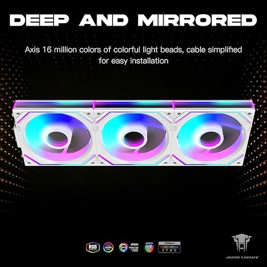 Jungle Leopard Interstellar V2 120mm Case Fan Infinity Mirror Module Daisy-Chain ARGB Fan Triple Pack with Controller Suitable for Computer Case & 360mm AIO Cooler(White-3pack)