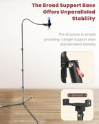 87" Phone Tripod, Overhead Flexible Tall Tripod Stand with Remote, Selfie Stick, Compatible with iPhone, 15.7" Gooseneck/Adjustable 360 Head, Gopro/Ring Light/Webcam/Video Recording/Vlogging