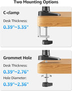 MOUNTUP Single Monitor Desk Mount for 4.4-26.5lbs, Heavy Duty Monitor Arm for 40 39 37 34 32 27inch, Full-Motion Monitors Stand, Height Adjustable Gas Spring Monitors Arm with C-Clamp＆Grommet Base