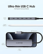 LENTION 6-in-1 USB C Hub Dock with a 4K @60HZ HDMI Display, 4 XUSB-C 3.2 Gen 2, 10 Gbps, PD 100W Charging and for iPhone15 Series, New MacBook Pro, Mac Air, More (CE33, Space Gray)