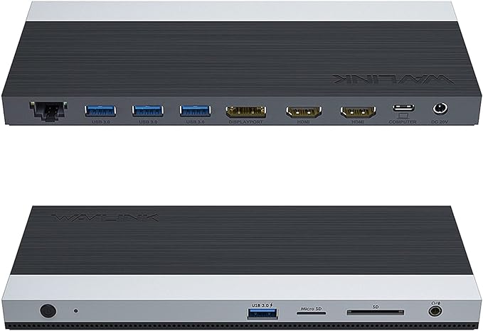 WAVLINK USB C Docking Station 4K Triple Display (2 HDMI + 1 Displayport) with 100W PC Charging, Gigabit Ethernet, 4 USB 3.0, SD/TF Card Slot, Audio, for Dell HP MacBook Lenovo and Other USB C Laptops