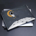 for MacBook Air 13 inch Case 2021 2020 2019 2018 Release M1 A2337 A2179 A1932 Retina Display with Touch ID, Shiny Plastic Hard Shell Case Keyboard Cover Screen Protector, Astronaut Moon