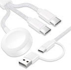 Upgraded 3 in 2 USB C Cable for Apple Watch Charger (4FT/1.2M) Travel USBC Multi Fast Charging Cord Compatible with iWatch Ultra 2/SE 2/10/9/8/7/6/5/4/3/2/1, iPhone 16/15 Pro Max Plus, iPad, AirPods