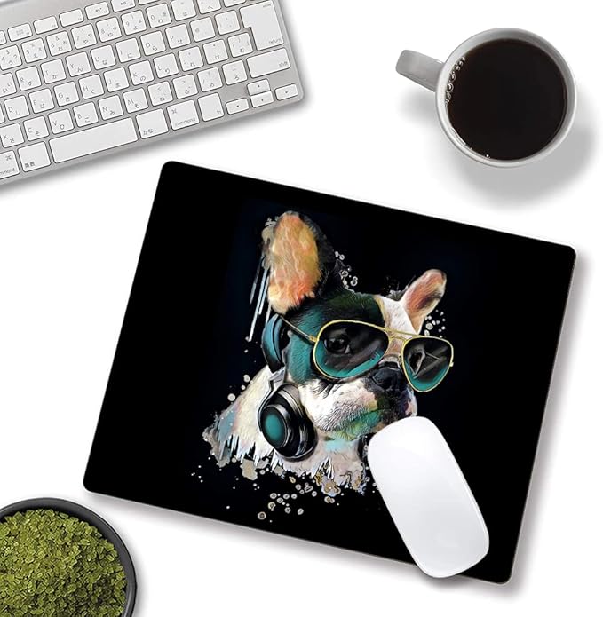 Square Mouse Pad, Colorful Stylish Bulldog Mouse Pad, Mouse Mat Square Waterproof Mouse Pads Non-Slip Rubber Base MousePads for Office Laptop